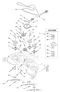 Deck Drive 50 Inch Diagram and Parts List for 394 190100 Cub Cadet Lawn Tractor